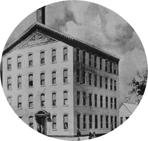 An image of the first Johnson & Johnson building on the JnJInstitute.com website. 