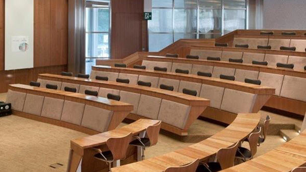 Auditorium in the Johnson & Johnson Institute facility located in Solothurn, Switzerland.